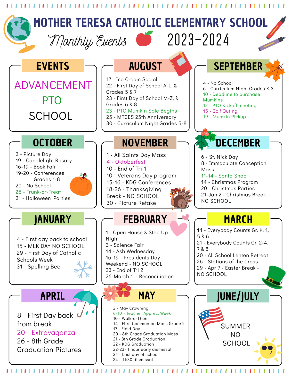PTO Monthly Events 